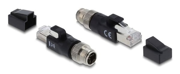 Delock - Nettverksadapter - 8 pin M12-X (hann) til RJ-45 (hann) - CAT 6 - X-kodet, uten hindringer - svart