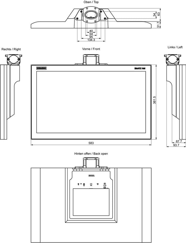 Siemens 6AV7863-7MA15-2AA0 6AV78637MA152AA0 SPS-Bedienpanel, 1080 x 1920 pikseliä, 361 mm, 12 kg, 670 mm, 550 mm, 270 mm