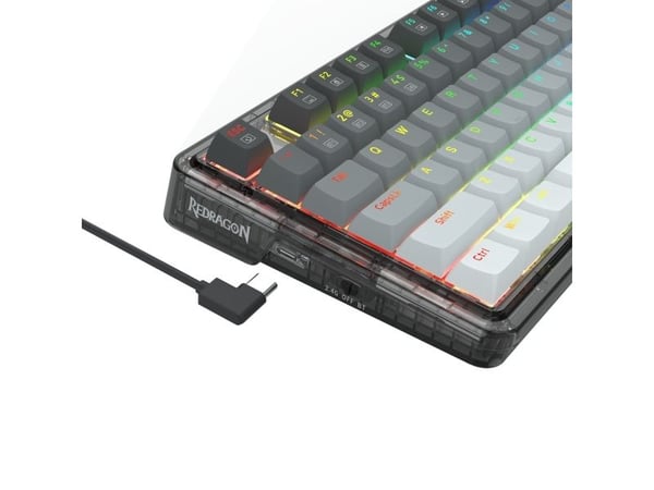 REDRAGON K673GG-RGB-PRO Ucal Pro, Ledning & Trådløs, USB + RF Wireless + Bluetooth, Mekanisk nøkkelbryter, Sort, Grå