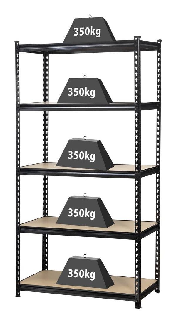 Toolcraft 1530556, Svart, Trä, 5 galler, Torrtillverkade fiberskivor (MDF), 350 kg, Metall, 1750 kg