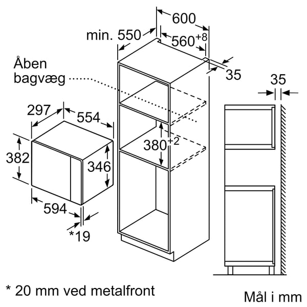 Siemens iQ300 BF520LMA1 - Mikrobølgeovn - innebygd - 20 liter - 800 W - svart