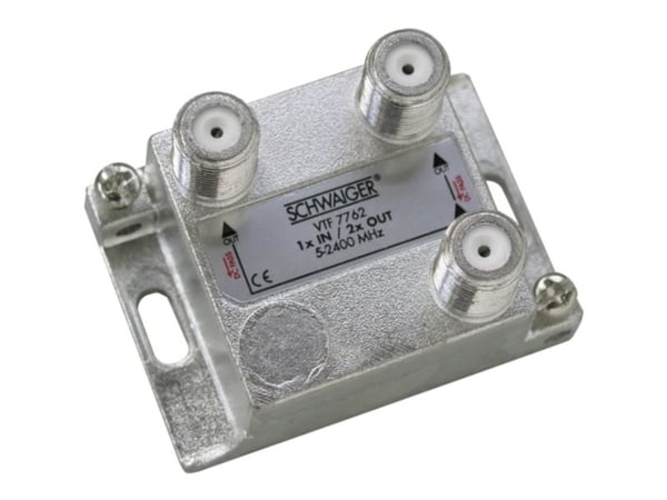 Schwaiger VTF7762 531, Kaapelin jakaja, 5 - 2400 MHz, Hopea, Metalli, 1 kpl, 48 mm
