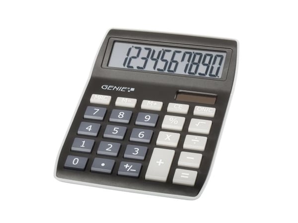 Genie 840 BK, Työpöytä, Näyttölaskin, 10 lukua, Näyttön kallistus, Akku/Aurinko, Musta, Harmaa