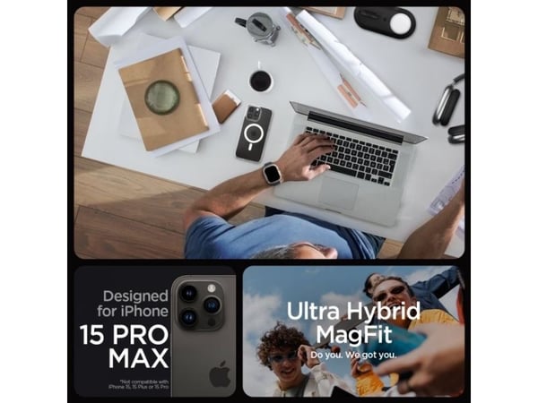 Spigen Ultra Hybrid MagFit - Baksidedeksel for mobiltelefon - MagSafe-samsvar - polykarbonat, termoplast-polyuretan (TPU) - grafitt - for Apple iPh...