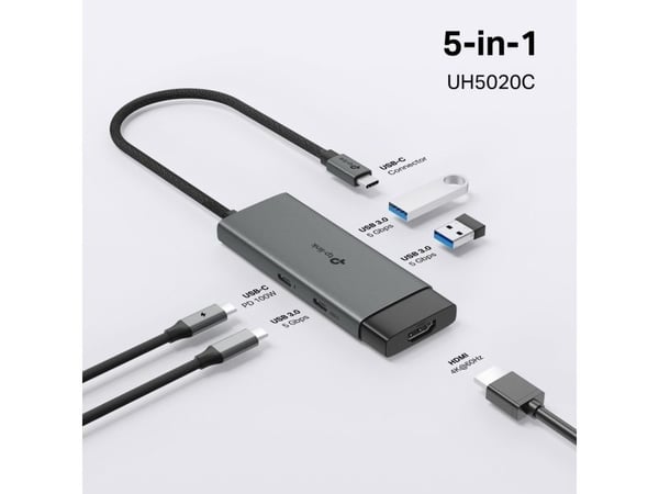 TP-Link UH5020C, USB Type-C, HDMI, USB 3.2 Gen 1 (3.1 Gen 1) Type-A, USB Type-C, 5000 Mbit/s, 60 Hz, 2160p, 4096 x 2160 piksler