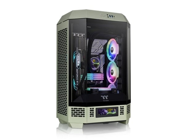 Thermaltake The Tower 300 - Mikrotårn - mini ITX / micro ATX - sidepanel med vindu (herdet glass) - ingen strømforsyning - matcha-grønn - USB/lyd