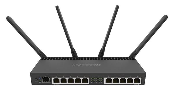 Mikrotik RB4011iGS+5HacQ2HnD-IN, Wi-Fi 5 (802.11ac), Kaksitaajuus (2,4 GHz/5 GHz), Ethernet LAN, Musta, Pöytäreititin