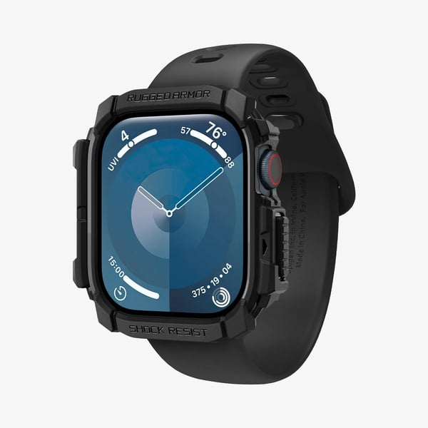 Spigen Rugged Armor, Ask, Smartwatch, Svart, Apple, Apple Watch 10 (42mm), Termoplastisk polyuretan (TPU)