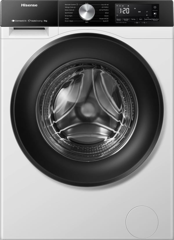 Hisense WF3S8045BW3, Frontmatet, 8 kg, B, 72 dB, 1400 RPM, A