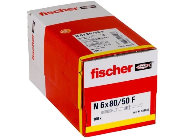 Fischer 513842, Ruuvi- ja seinätulppasarja, Tiili, Betoni, Phillips-ruuvimeisseli, PZ2, 80 mm, 6 mm