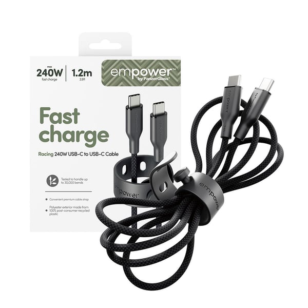 empower by PanzerGlass Racing 240 W USB-C–USB-C-kaapeli | USB 2.0 | 1,2 m | Weltall Schwarz