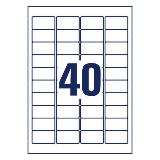 Avery NoPeel Labels L6145 - Polymer - hvit - 25.4 x 45.7 mm 800 etikett(er) (20 ark x 40) merkelapper