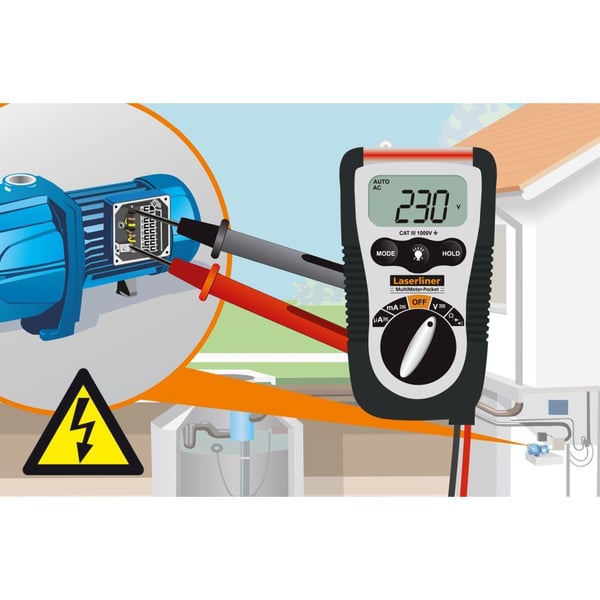 Laserliner MultiMeter-Pocket, Digitaalinen yleismittari, Kädessä pidettävä yleismittari, 2 - 200 V, 2 - 200 V, 10 mV, 10 mV