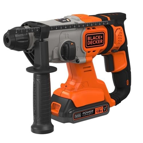 BLACK+DECKER BCD900E2K - Roterende hammer - trådløs - 3-modus - SDS-plus - 1.2 joule - 2 batterier - 18 V
