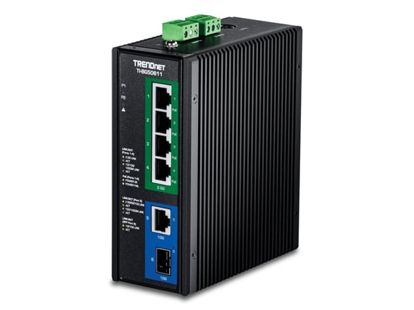 TRENDnet TI-BG50611 - Version v1.0R - switch - industriell - 4 x 10/100/1000/2.5G (PoE++) + 1 x 1 Gigabit / 10 Gigabit SFP+ + 1 x 10/100/1000/2.5/1...
