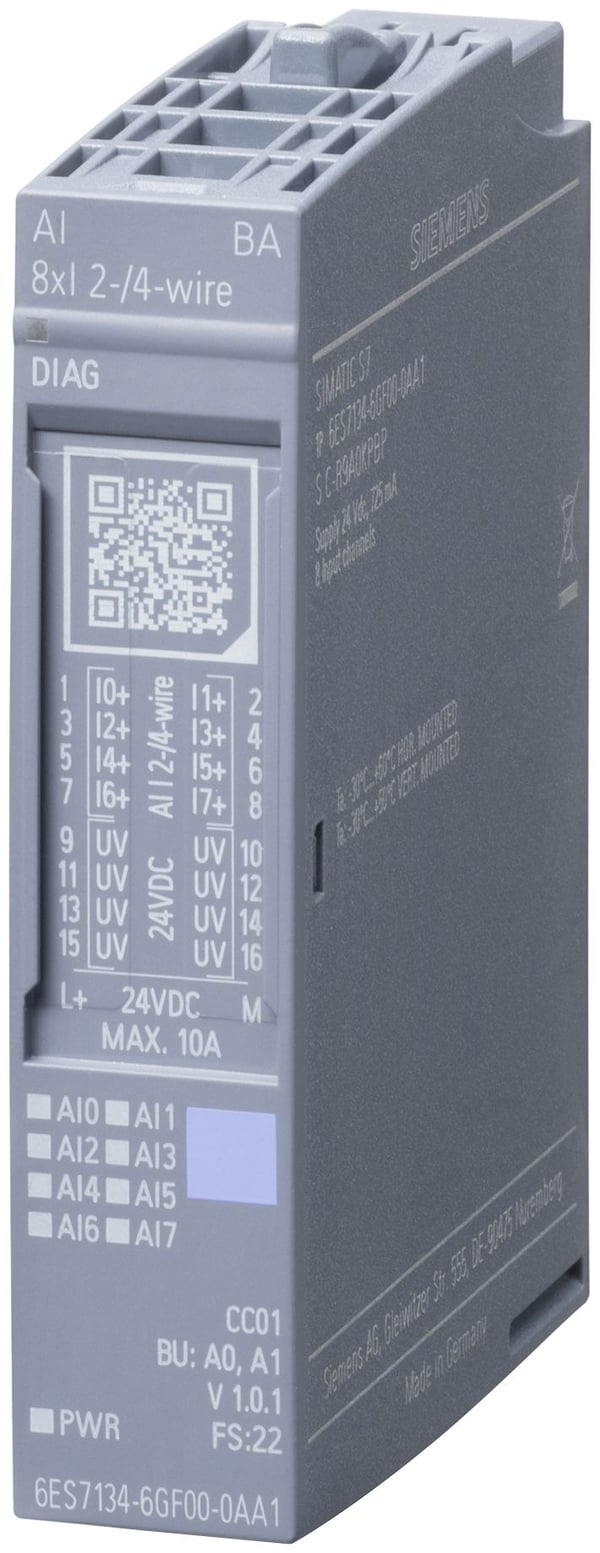 Siemens 6ES7134-6GF00-0AA1, Analog, Systemeffekt, IP20, Flerfarget, 19.2-28.8 V, 73 mm