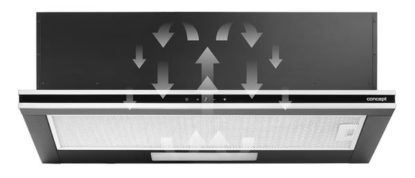 Concept OPV3890, 620 m³/t, Ducted/Resirkulerende, 68 dB, 65 cm, 70 cm, Semi-innebygd (uttrekkbar)