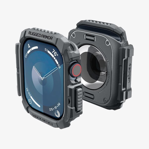 Spigen Rugged Armor, Box, SmartWatch, Tummanharmaa, Apple, Apple Watch 10 (42mm), Termoplastinen polyuretaani (TPU)