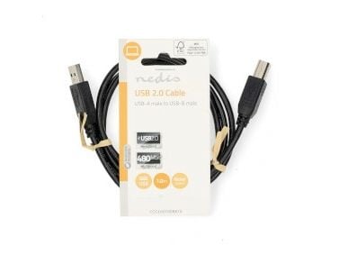 Nedis CCGP60100BK10, 1 m, USB A, USB B, USB 2.0, 480 Mbit/s, Svart