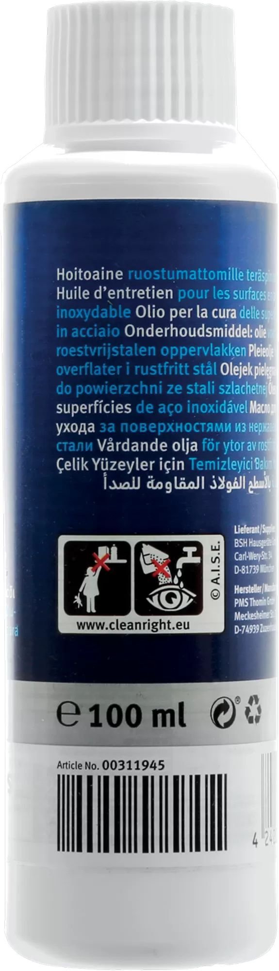 BSH Pleieolje for overflater i rustfritt stål