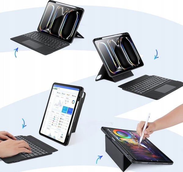Dux Ducis sammenleggbart etui med trådløst tastatur for iPad Pro 13 (2024) sort (Non-Nordic keyboard layout)
