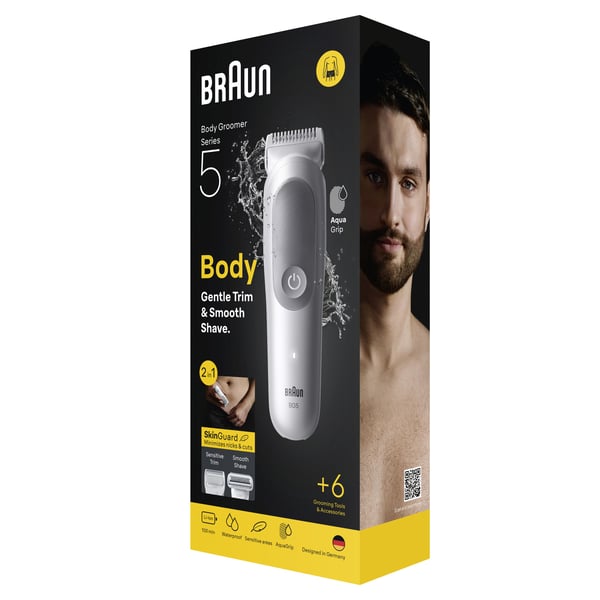 Braun Series 5 BG5550 vartalotrimmeri, 100 min käyttöaika, vedenkestävä, harmaa