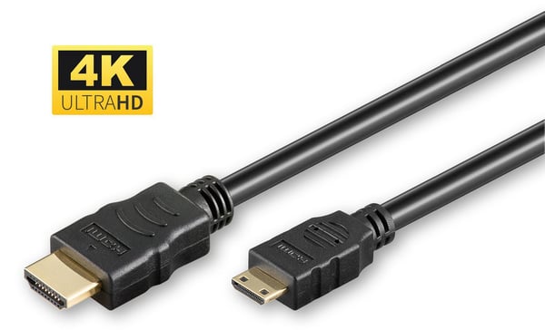 MicroConnect - høyhastighets - HDMI-kabel med Ethernet - mini HDMI hann til HDMI hann - 1 m - svart - støtter 4K 60 Hz (4096 x 2160)