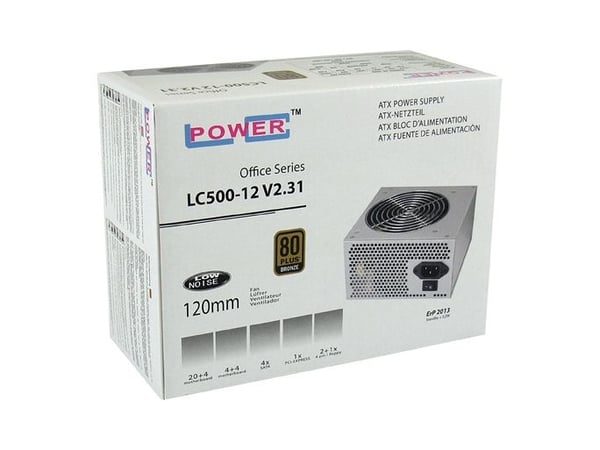 LC Power Office Series LC500-12 V2.31 - Strømforsyning (sisäinen) - ATX12V 2.31 - 80 PLUS Bronze - AC 230 V - 400 Watt - aktiv PFC