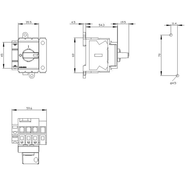 Lastdelskontakt röd/gul 4-pol 16 mm² 63 A 1x slutkontakt, 1x brytkontakt 690 V/AC Siemens 3LD34301TL13