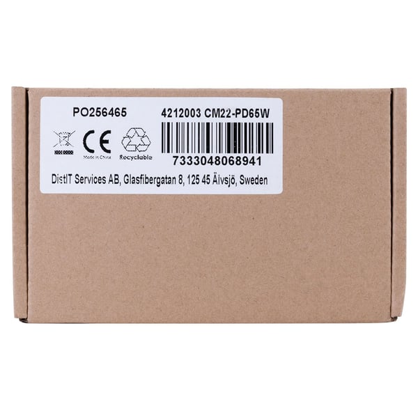 DELTACO - USB-C-strømadapter - AC 100-240 V - 65 watt - 1 m kabel - svart