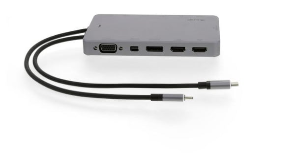 LMP Display Dock 2, Koblet med ledninger (ikke trådløs), USB 3.2 Gen 1 (3.1 Gen 1) Type-C, 100 W, 3,5 mm, 10,100,1000 Mbit/s, Grå