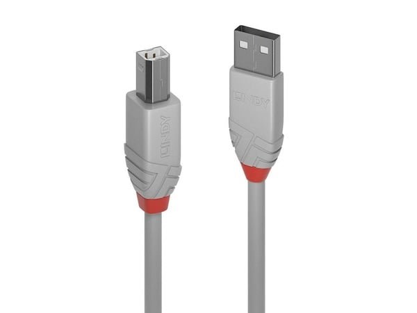 Lindy 36685, 5 m, USB A, USB B, USB 2.0, 480 Mbit/s, Grå