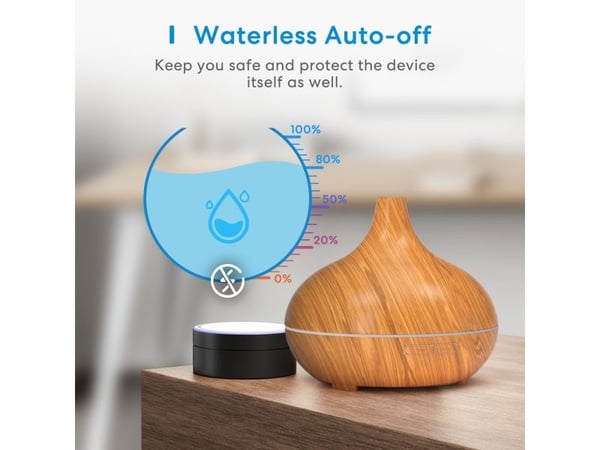 Meross MOD150HK(EU) aromadiffuuseri 0,4 l ultraäänitekniikka Wi-Fi HomeKit, puu