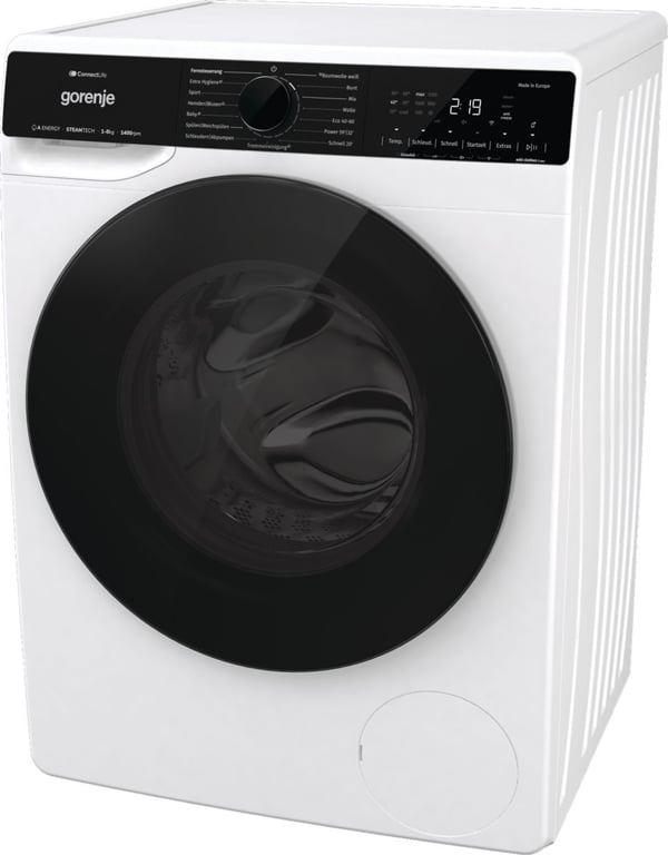 Gorenje WPNA84A2TS, Edestä täytettävä, 8 kg, B, 72 dB, 1400 RPM, A