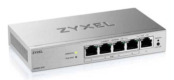 Zyxel GS1200-5HPv3 administrerbar switch 5-port Gigabit PoE+ 68 W