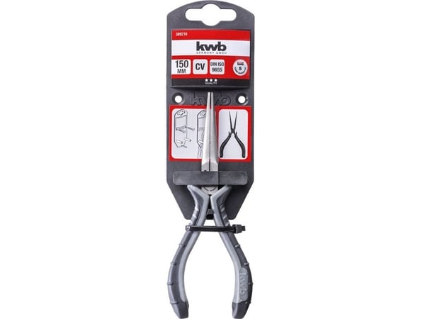 kwb 389210, Pyöreäkärkiset pihdit, Kromivanadiini-teräs, Musta, Harmaa, 150 mm