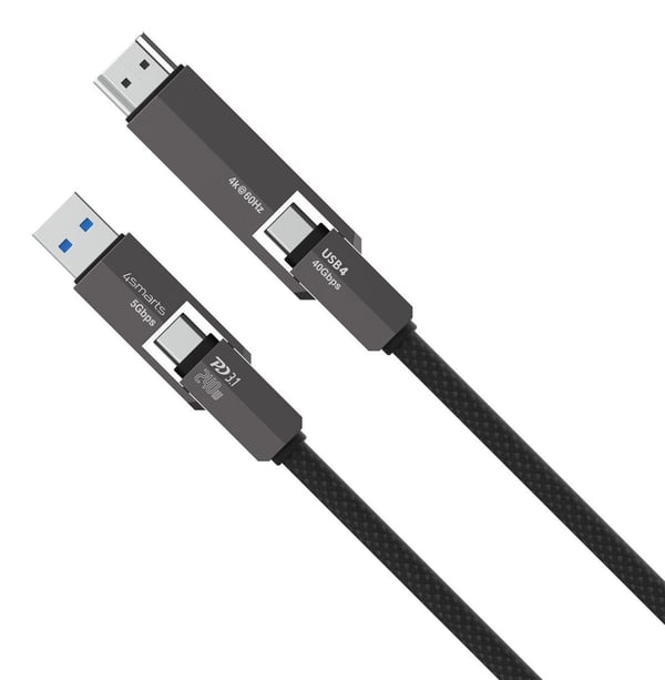 4smarts 549240, 1,5 m, USB C, USB C, USB4 Gen 3x2, 40 Gbit/sek, Svart