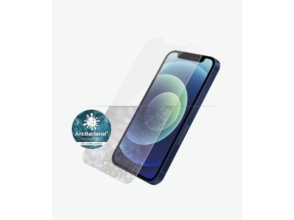 PanzerGlass™ | AntiBacterial - Skjermbeskytter for mobiltelefon - Standard passform - Krystallklar | Apple iPhone 12 Mini