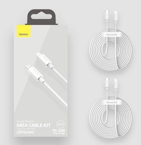 Baseus TZCATLZJ-02, 1,5 m, Blixtlås, USB C, Hanstik, Hanstik, Hvid