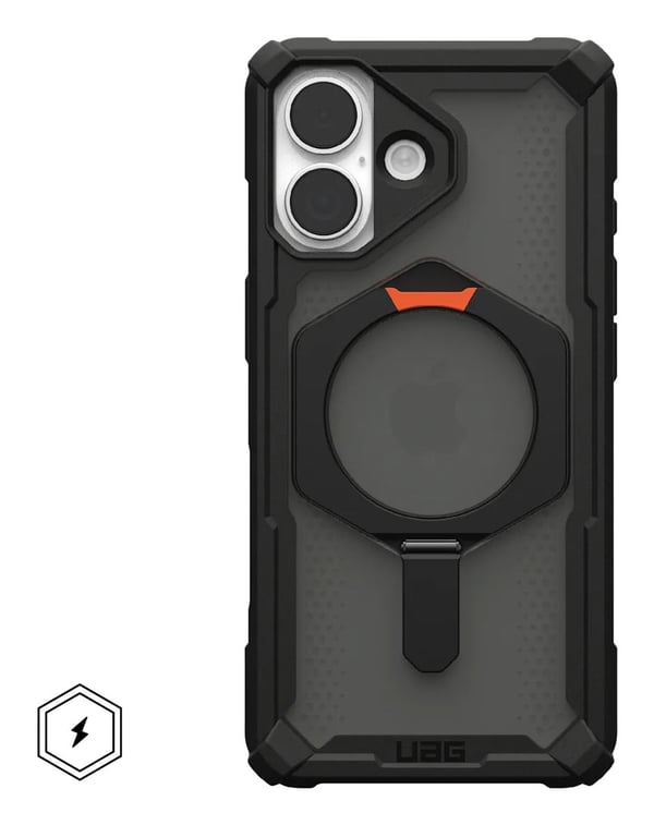 Urban Armor Gear Plasma XTE -suojakuori iPhone 17:lle, musta/oranssi
