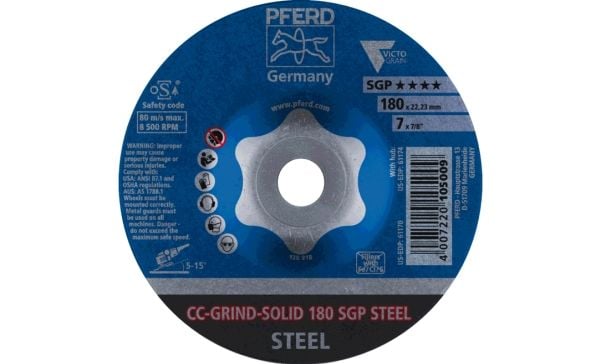 PFERD CC-GRIND grinding discs SOLID SGP STEEL, 18 cm, 10 stykker