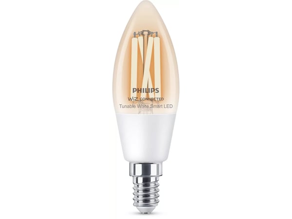Philips Smart - LED-glödlampa med filament - form: C35 - klar finish - E14 - 4.9 W (motsvarande 40 W) - klass F - tonbar vit - 2700-6500 K