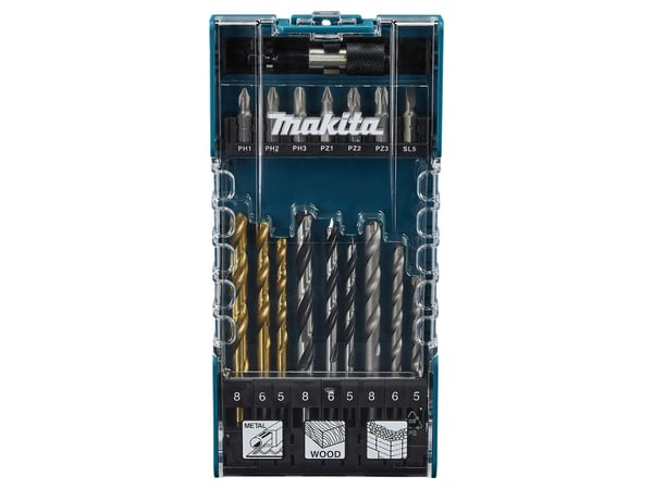 Bor- og spiralbitsett Makita D-74887; 17 stk.