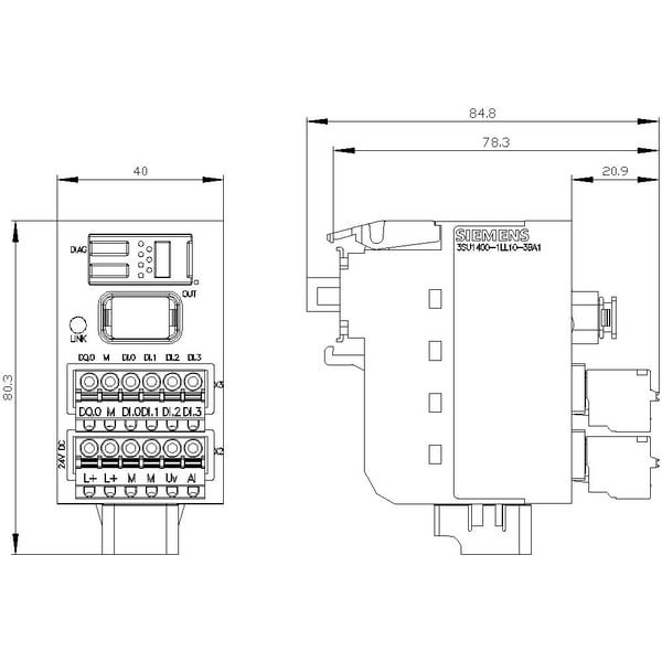 Failsafe gränssnittsmodul Profinet 1DQ 4DI 1AI 24V DC, fjäderanslutning, montage på montageplåt SIRIUS ACT 3SU1400-1LL10-3BA1