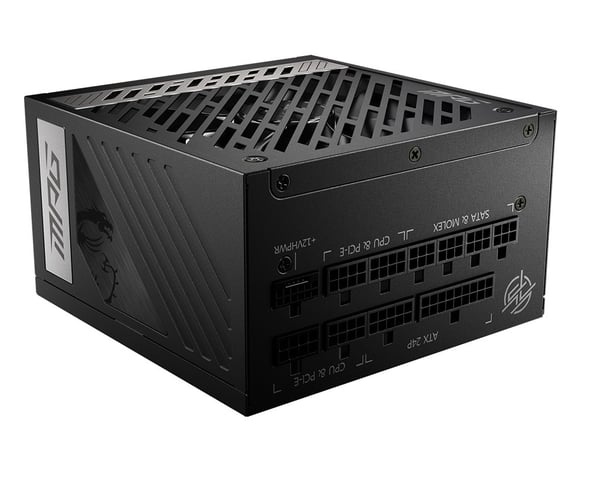 MSI MPG A1000G 1000 watin ATX 80+ Gold virtalähde PCIe5.0 täysmodulaarinen 135mm tuuletin