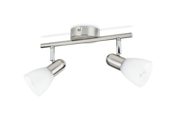 Philips Essentials Burlap tak-/väggspotlight 2 x, Utanpåliggande spotlight, E14, 2 lampor, LED, 220-240 V, Krom