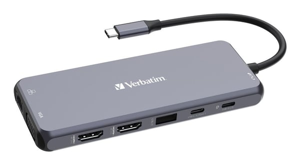 Verbatim CMH-05, USB Type-C, HDMI, RJ-45, USB 3.2 Gen 1 (3.1 Gen 1) Type-C, USB Type-C, 5000 Mbit/s, 60 Hz, hopea, akryylinitriilibutadieenistyreen...