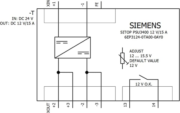 Siemens 6EP3124-0TA00-0AY0 strömförsörjning för DIN-skena