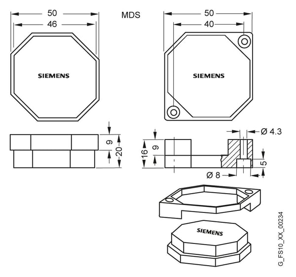 Siemens 6GT2800-5BD00 HF-IC - Transponder, 13.56 MHz, 20 mm, 90 mm, 30 mm, 20 mm, 25 g