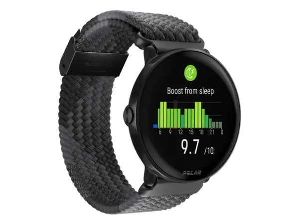 Polar Ignite 3 S-L smartwatch, svart/svart flätad